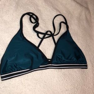 Turquoise Triangle Bikini Top Strappy Back